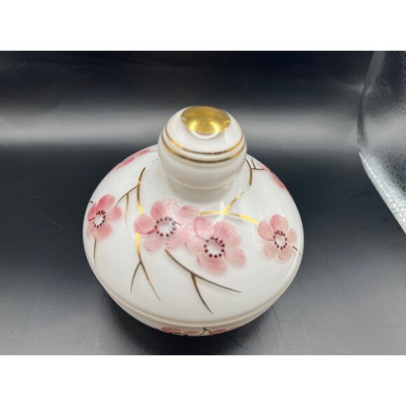 Porcelain Hand Painted Cherry Blossom Trinket Keepsake Lidded Dish Made Germany - Picture 7 of 7